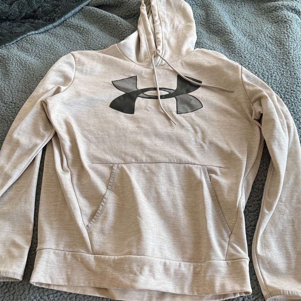 Under Armour Light Tan Hoodie with dark gray logo